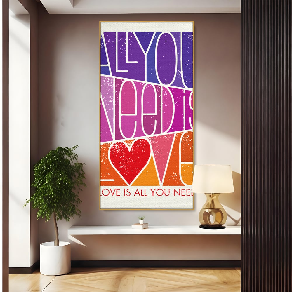 Tablou canvas cu tablou canvas motivational cu text colorat, in rama de aluminiu auriu